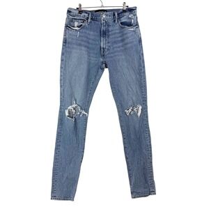 Abercrombie Fitch Mens 32W 34L Light Wash Distressed 90s Slim Jeans